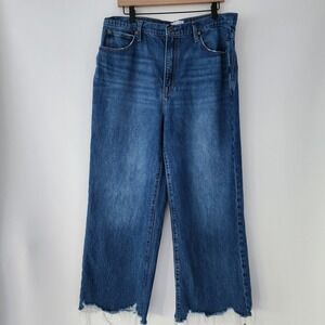 FRAME Denim Beluga Baggy Wide Leg High Rise Chew Hem Jeans Blue‎ womens size 32
